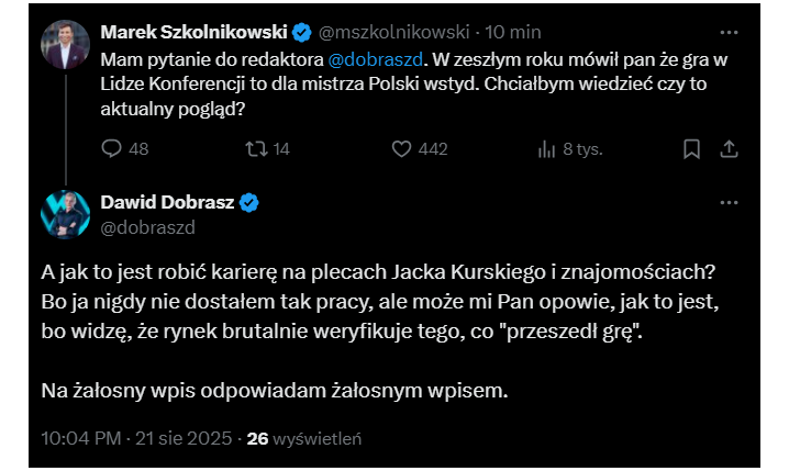 OSTRA ODPOWIEDŹ dziennikarza Dobrasza na ''zaczepkę'' byłego szefa TVP Sport!
